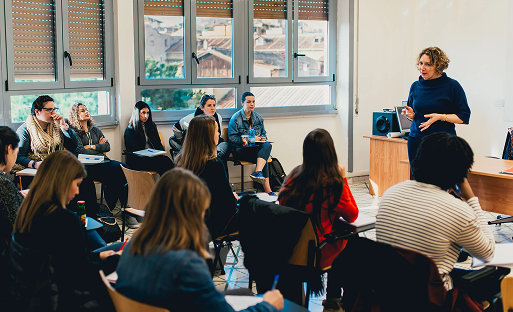 Professor teaching classroom
