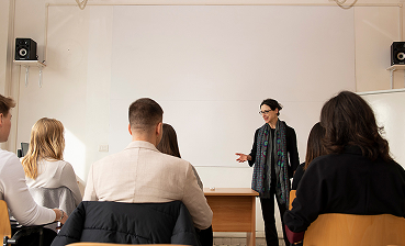 Professor teaching in classroom