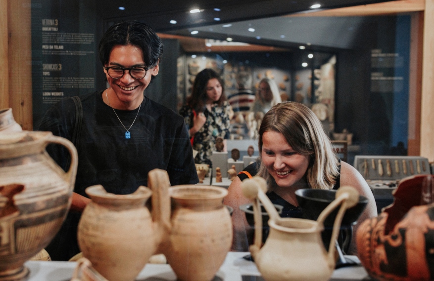 Student in museum