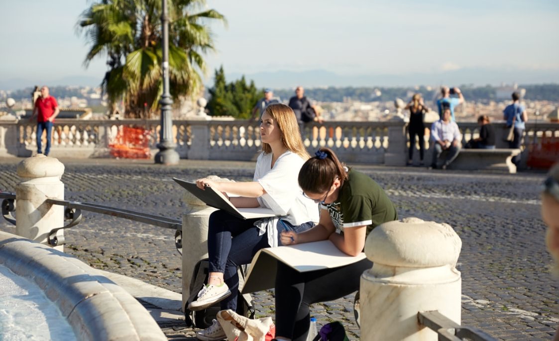 Students around table