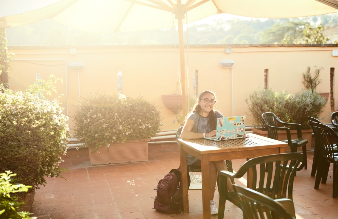 Student on the terrace