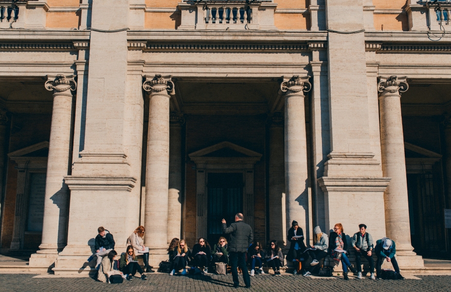 Professor lecturing on Capitoline Hill