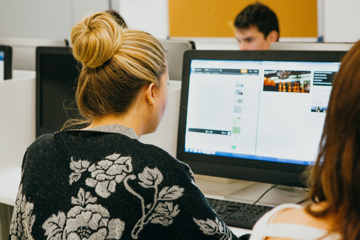Student working on a computer