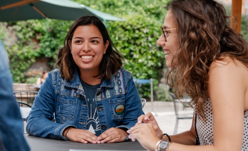 Students talking outside