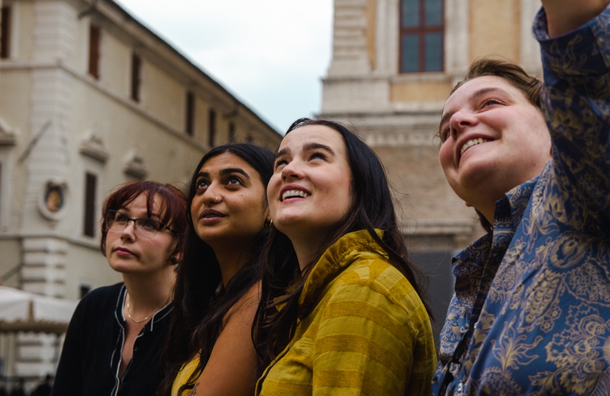 A group of students in Piazza Farnese