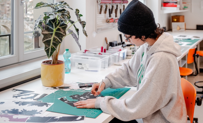 Art & Design student in the lab