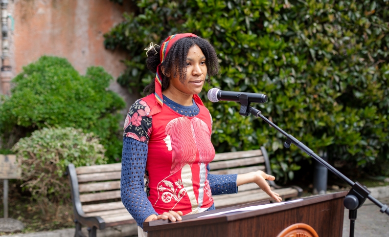 JCU student speaking in public