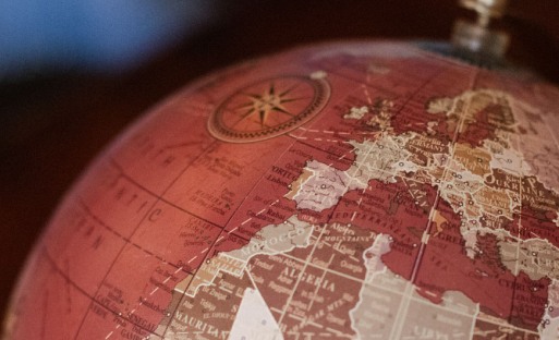 A red globe up close