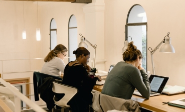 Students studying in the library