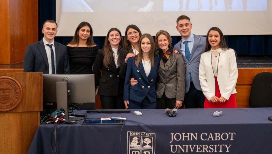International Business Capstone course students and Professor Maria Jell-Ojobor