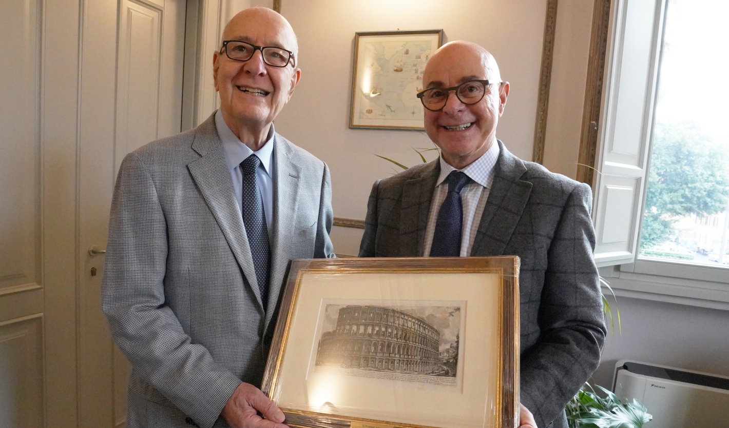 From left, JCU President Franco Pavoncello and Northeastern President Joseph E. Aoun