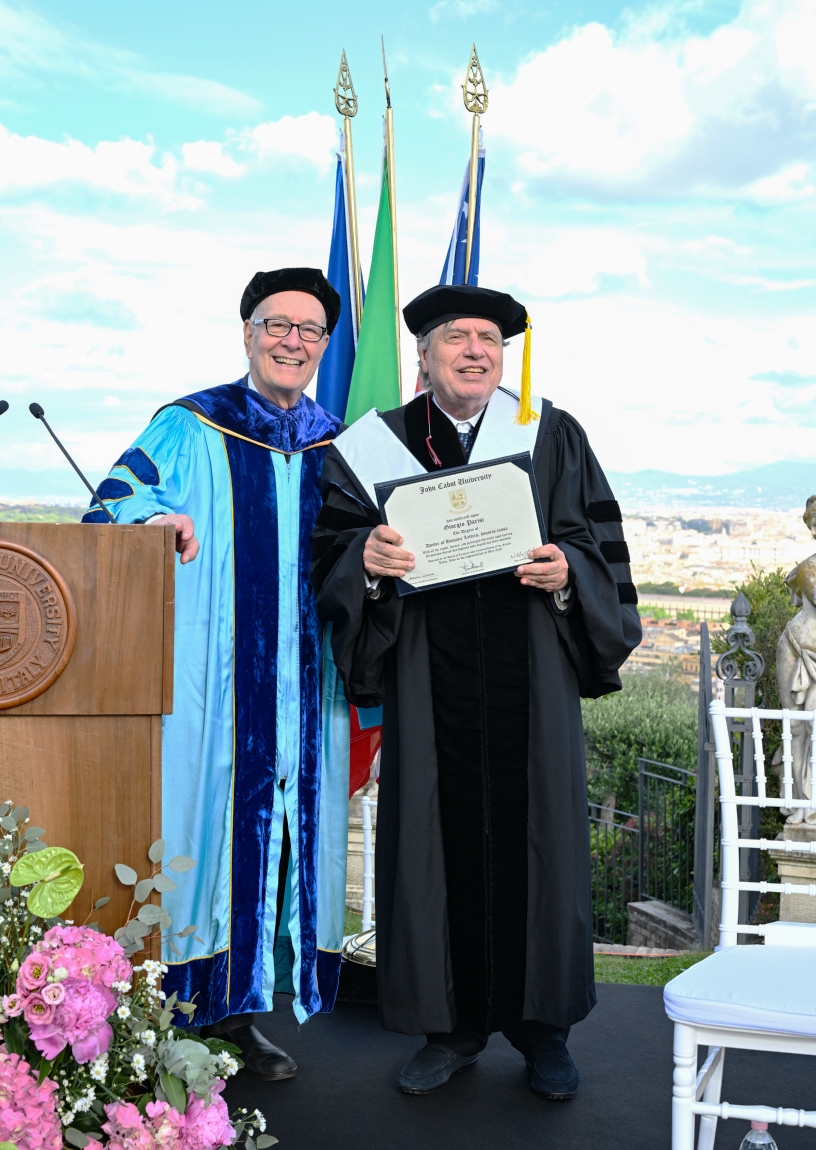 From left: President Franco Pavoncello and Professor Giorgio Parisi