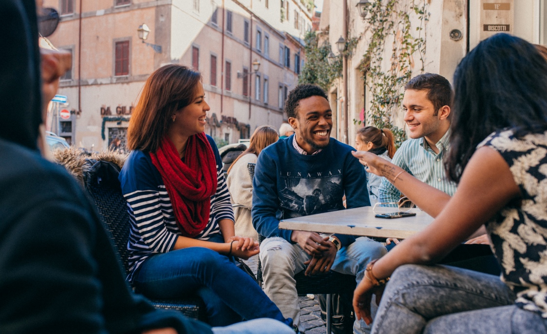 Students at a cafe in Trastevere