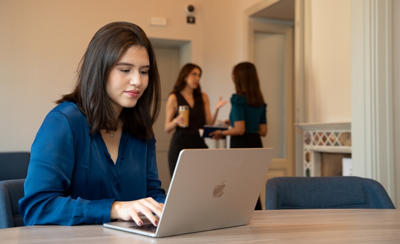 Student working on her computer